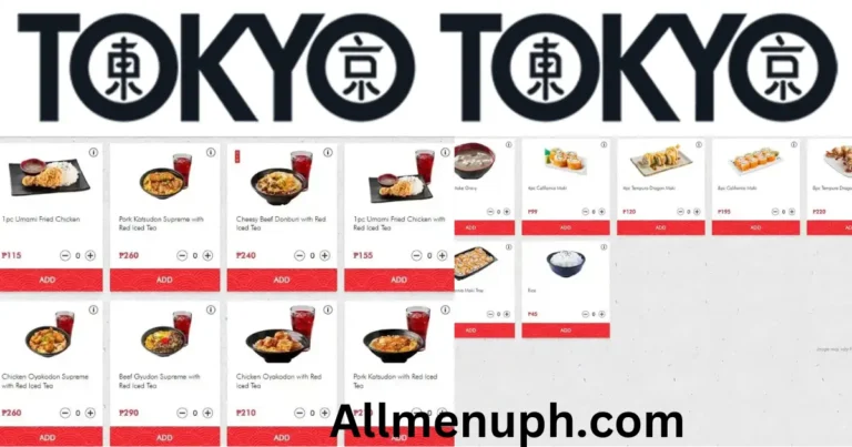 Tokyo Tokyo Menu Price in Philippines